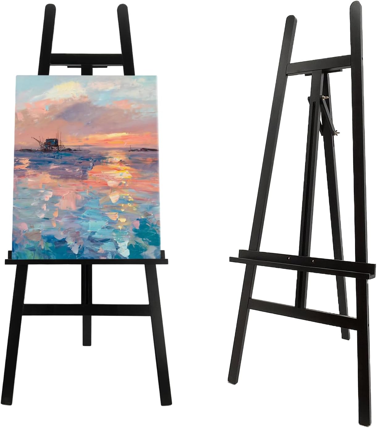 Large A-Frame Wooden Painting Display Easel for Versatile Use
