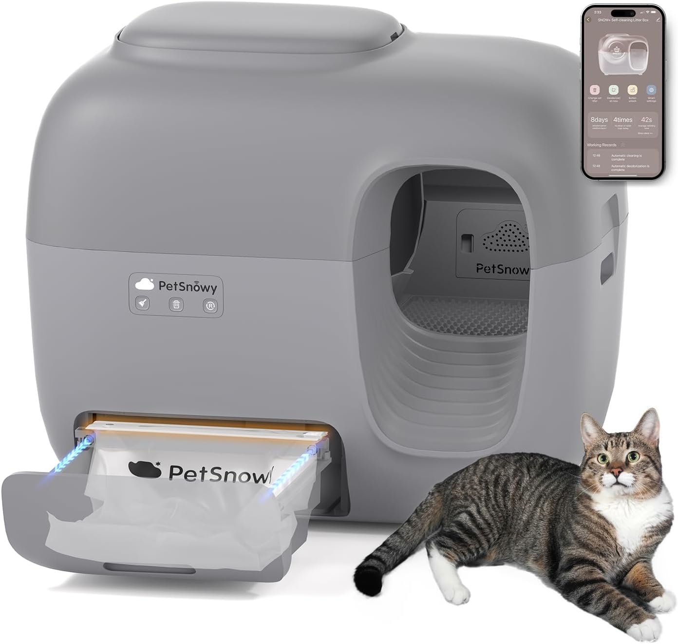 PetSnowy Self-Cleaning Cat Litter Box: Odor-Free Automation