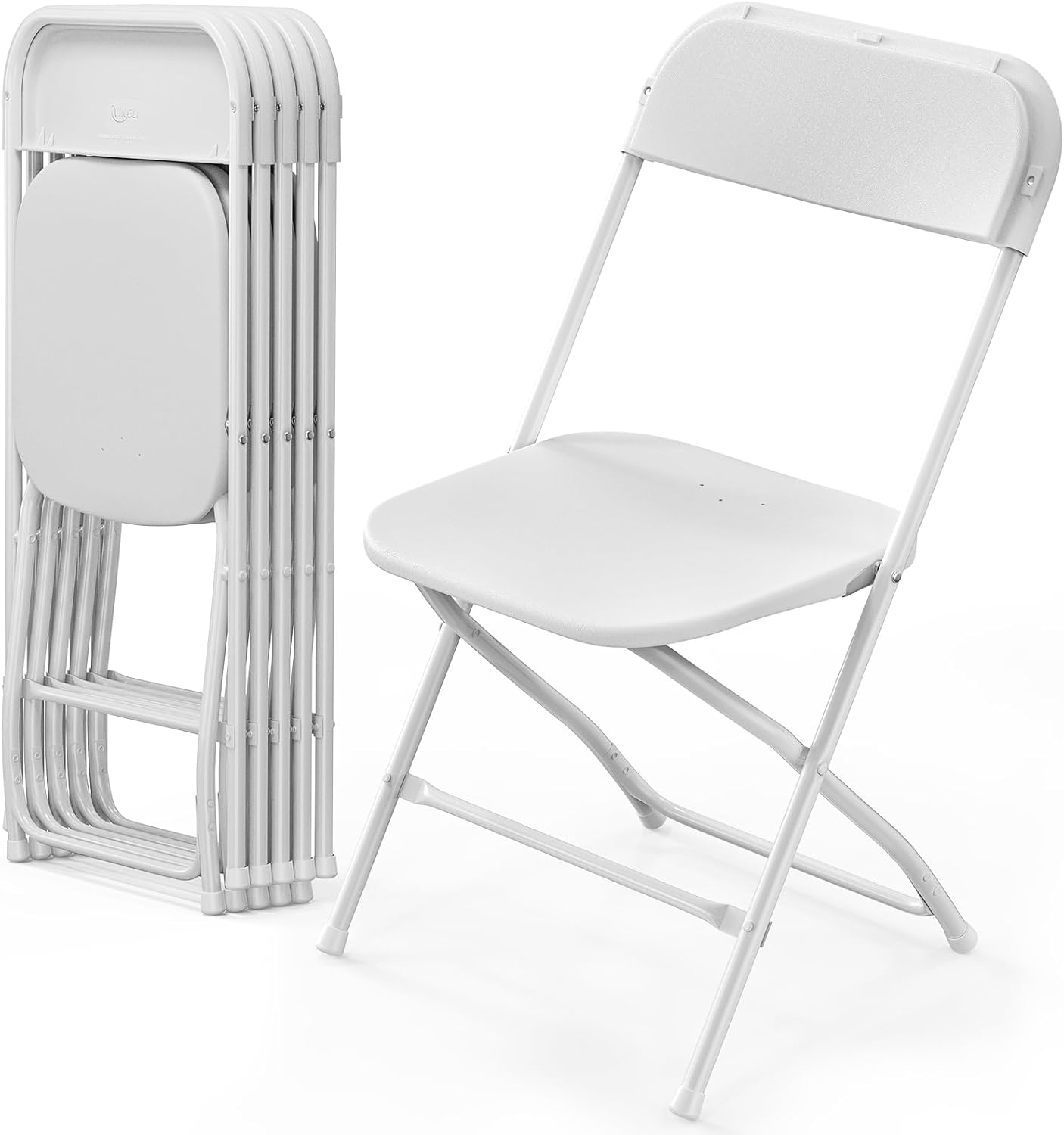 VINGLI 6 Pack White Plastic Folding Chair for Events and More
