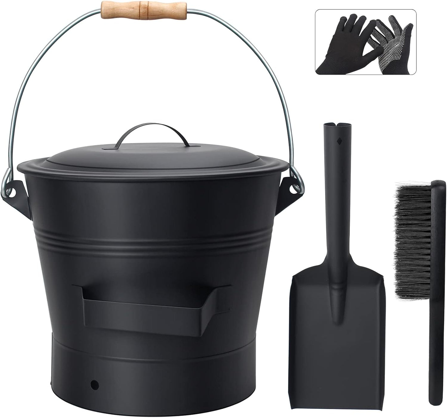 BRIAN & DANY Ash Bucket with Lid for Fireplace and Fire Pit
