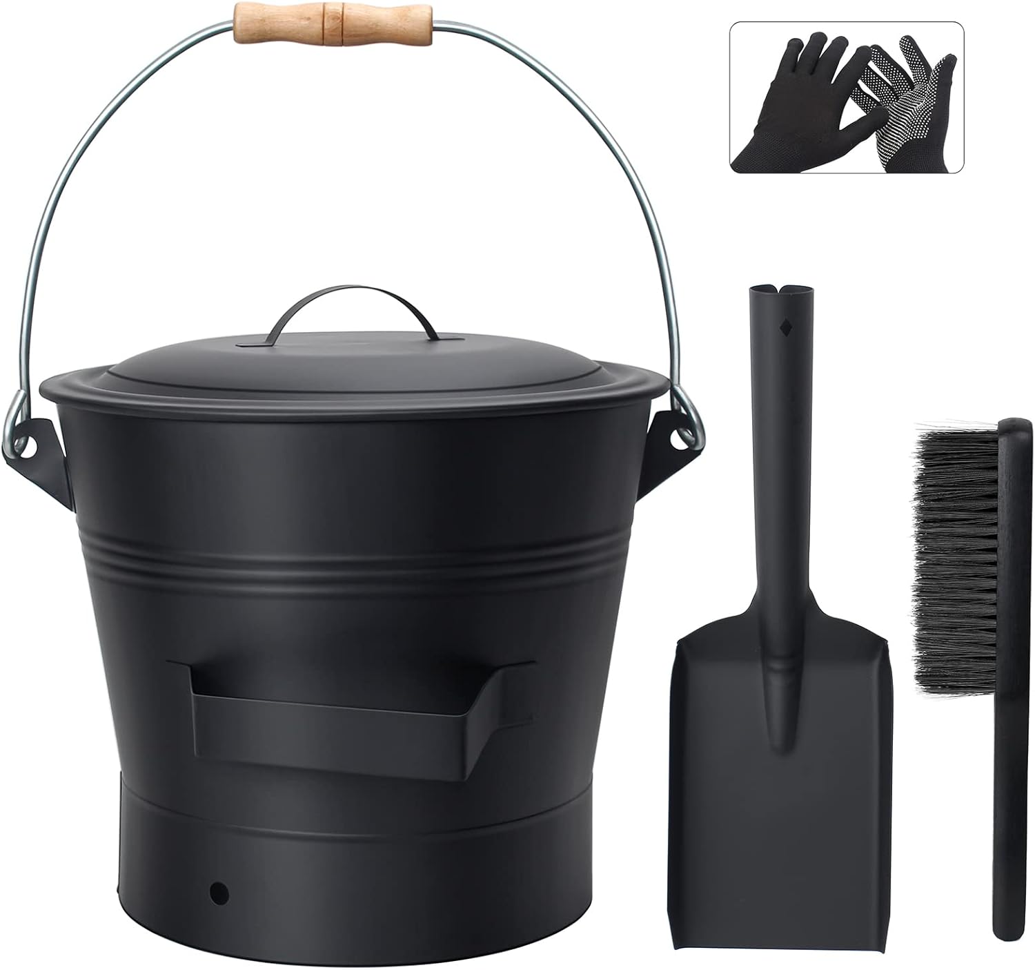 BRIAN & DANY Ash Bucket with Lid for Fireplace and Fire Pit