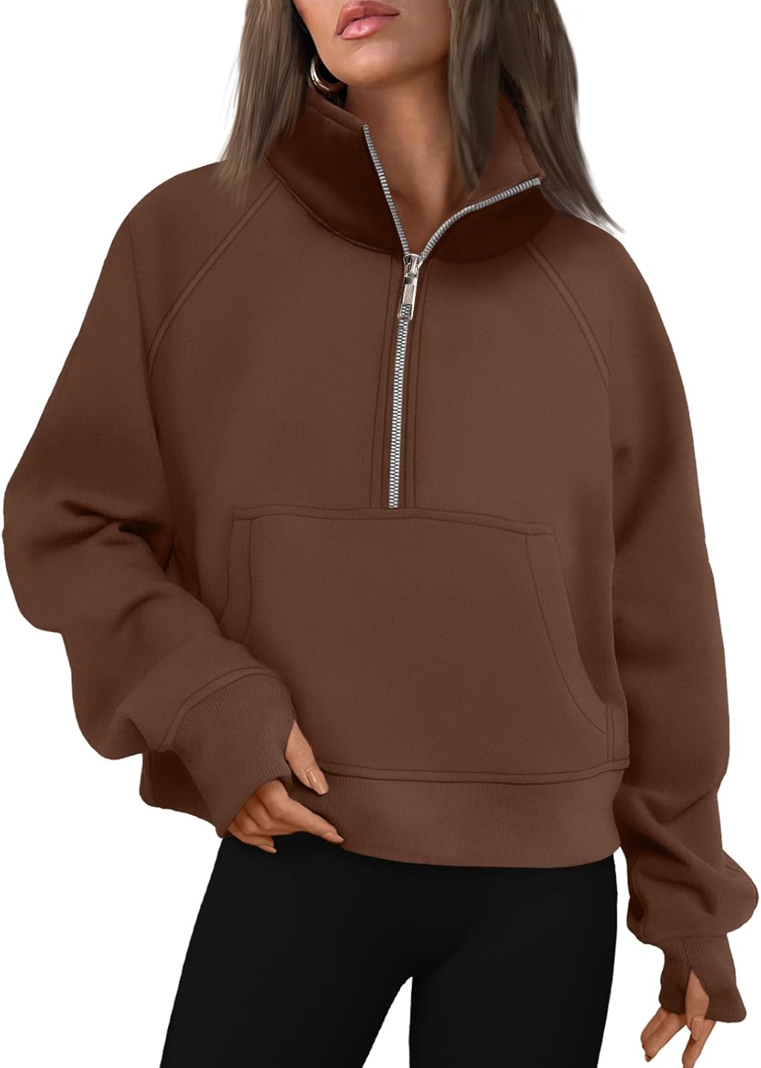 AUTOMET Womens Half Zip Cropped Pullover for Fall Fashion