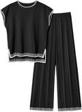 Ekouaer Womens Knit Sweater Set - Two-Piece Pullover Top & Wide Leg