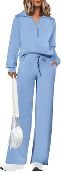 PRETTYGARDEN Women's 2 Piece Tracksuit Set - Cozy Half Zip and Wide