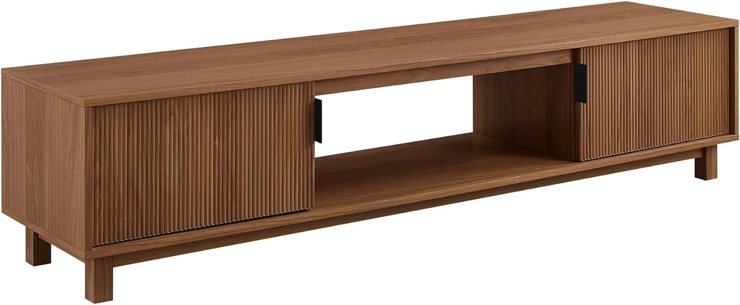 Modern Fluted-Door TV Stand - Fits TVs up to 80 - Mocha