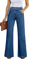 Sidefeel Womens Wide Leg Jeans - High Waist Baggy Stretch Denim
