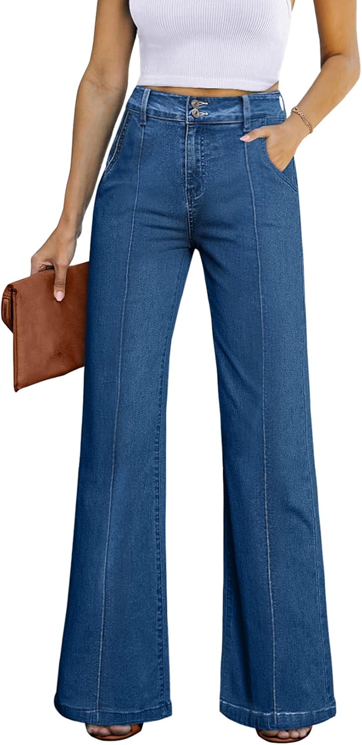 Wide Leg Jeans for Women - Casual Baggy High Waisted Denim