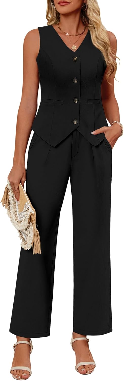Ficerd Women's 2 Piece Outfits: Stylish Summer Business Casual Set