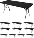 Stretch Table Cover for 4ft Rectangle Tables - 10 Pack Black Spandex