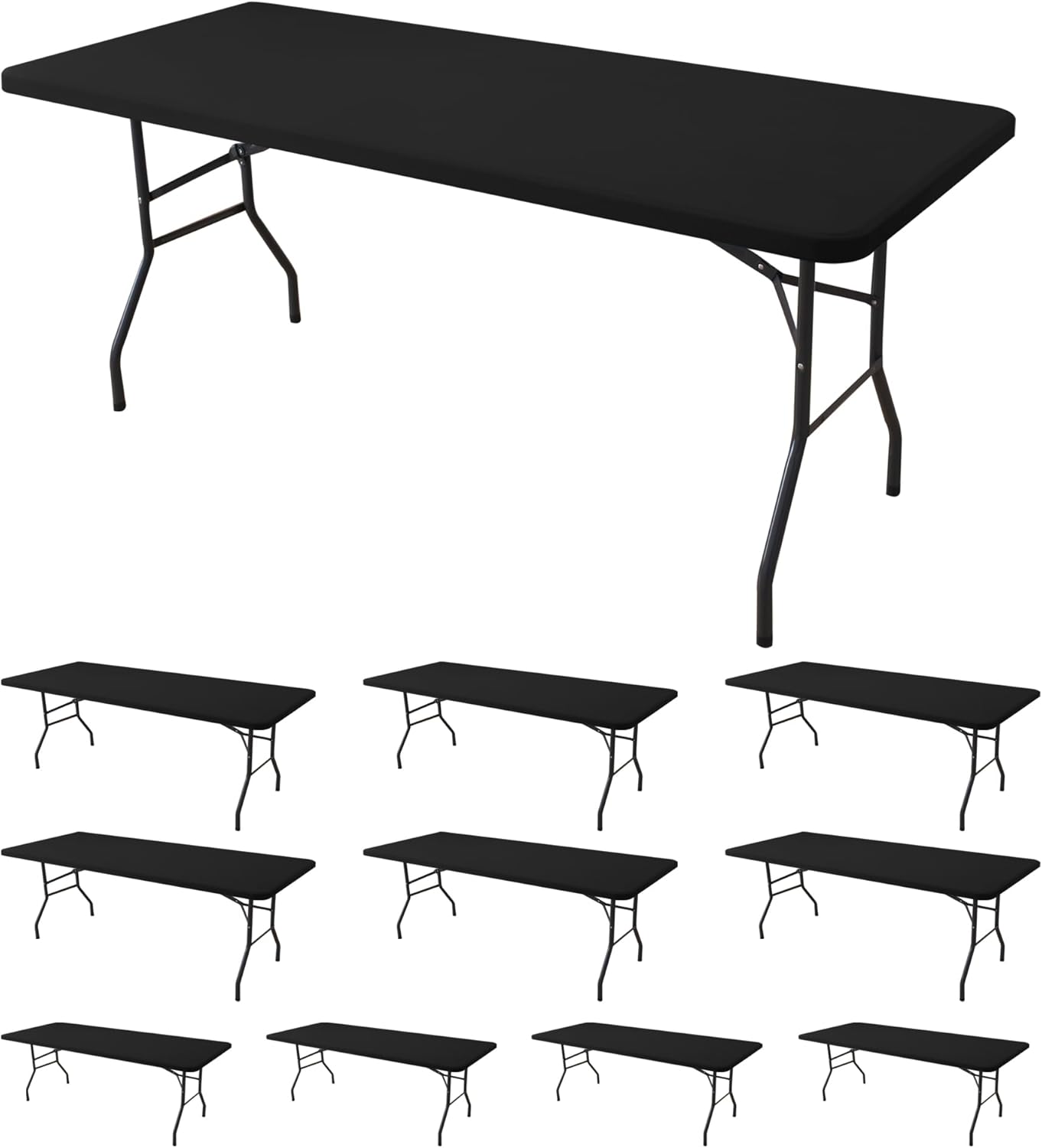 Stretch Table Cover for 4ft Rectangle Tables - 10 Pack Black