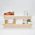 Homeforia 42 in Natural Floating Shelf - Solid Real Wood Set