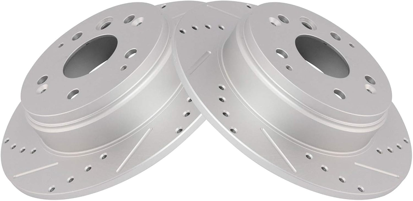 TRQ Rear Brake Rotor Set G Coated Solid Drilled and Slotted Review