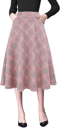 Plaid Skirts for Womens High Waist Pleated Midi Skirt - Classic Fall