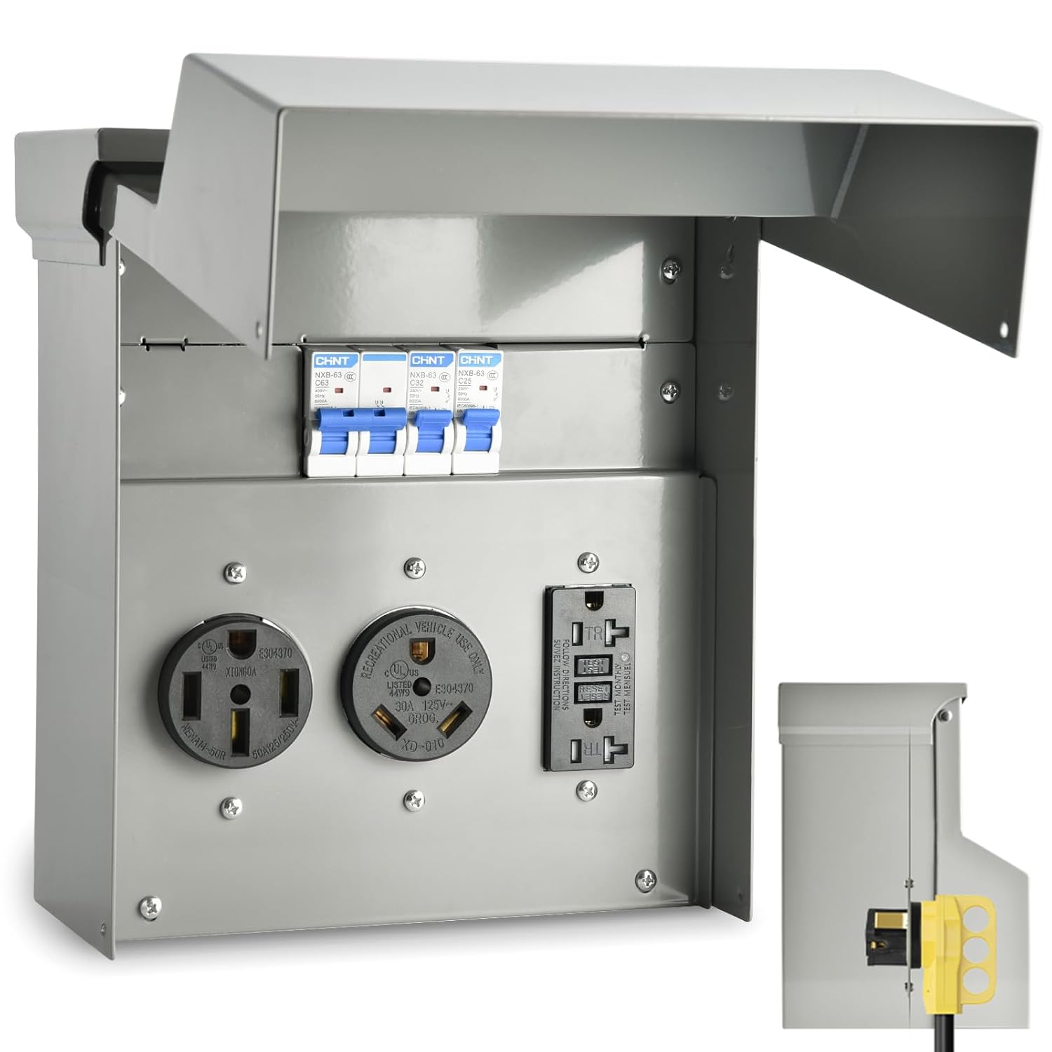 RV Electrical Panel with Breaker for 20 30 50 Amp Receptacles