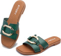 FITORY Women's Flat Sandals Square Open Toe Slides - Chic Everyday