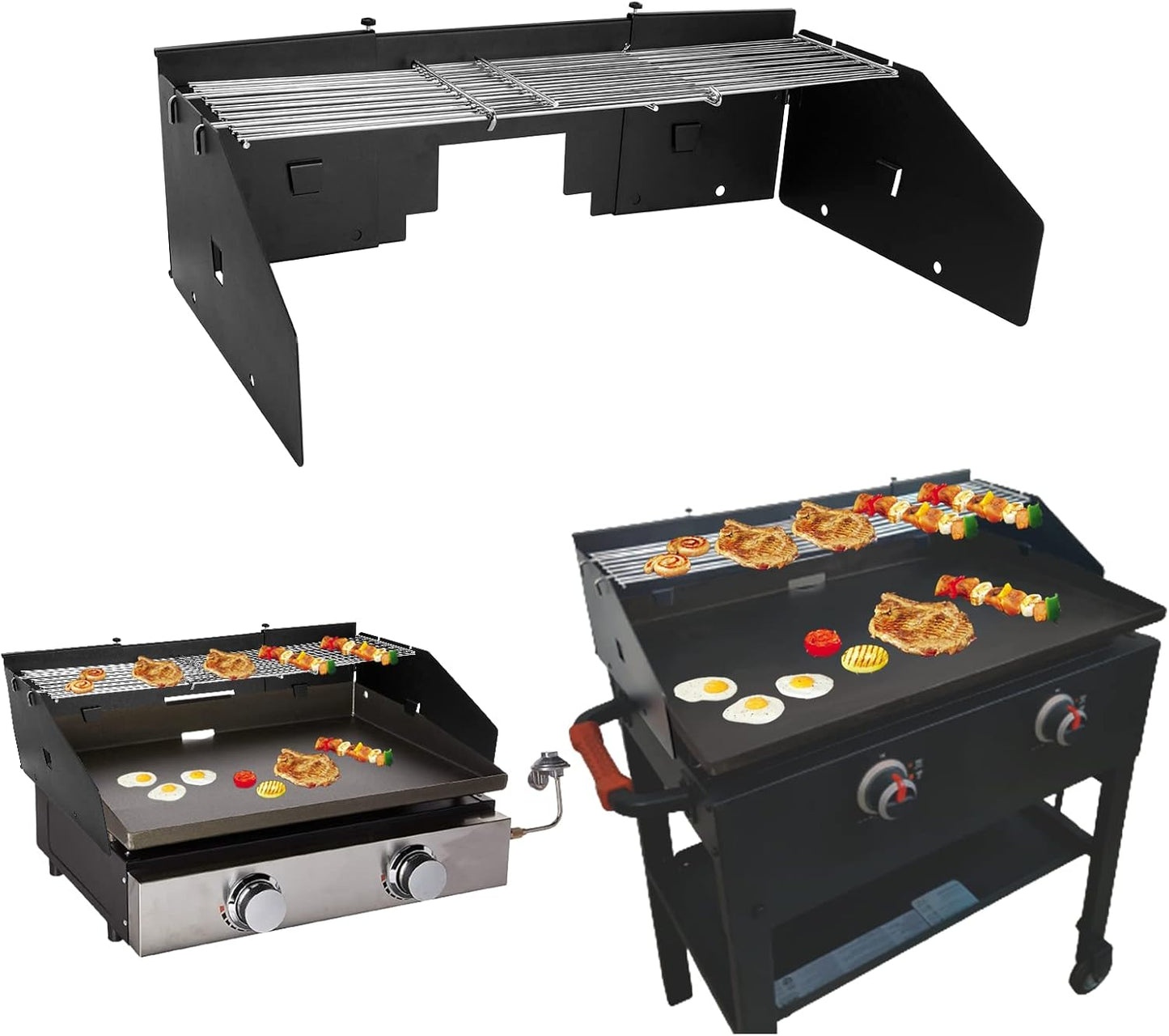 Adjustable Wind Screen and Griddle Warming Rack Set for Griddles