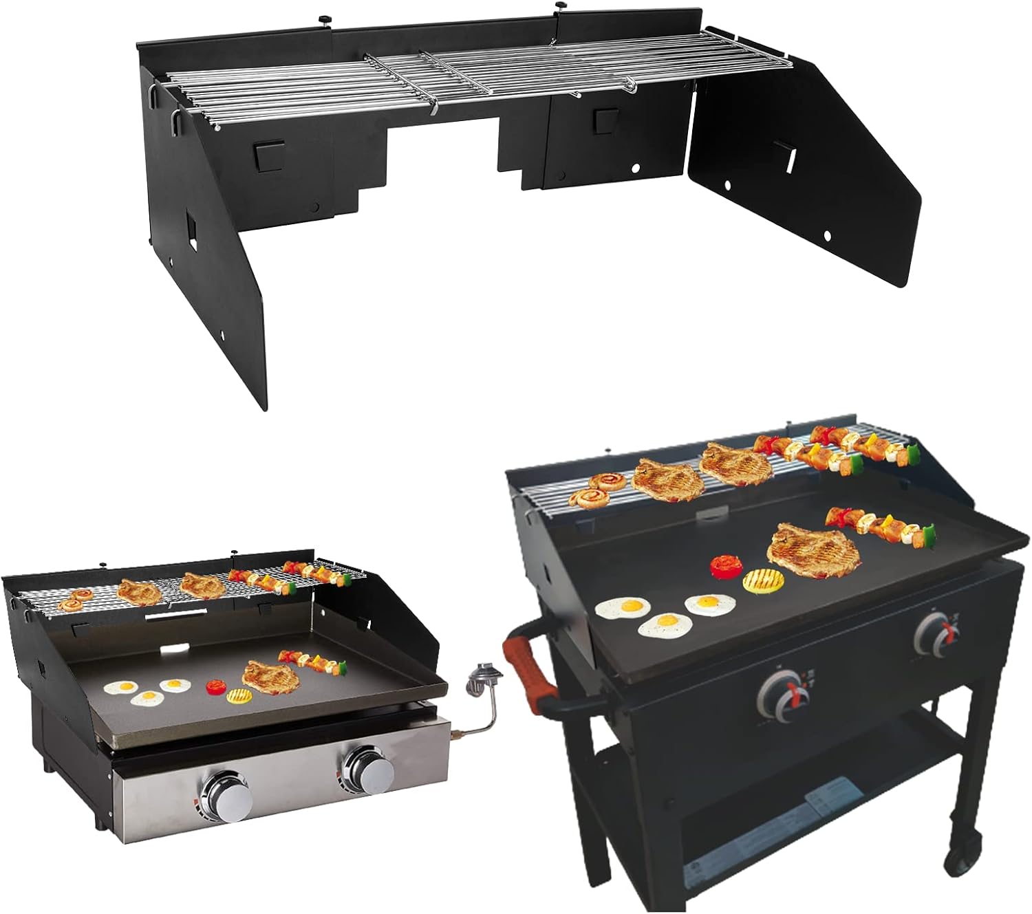 Adjustable Wind Screen and Griddle Warming Rack Set for Griddles