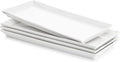 Sweese Rectangular Porcelain Platters Set of 4 - Large White Serving