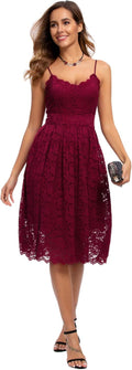 Atnlewhi Womens Spaghetti Strap V Neck A Line Lace