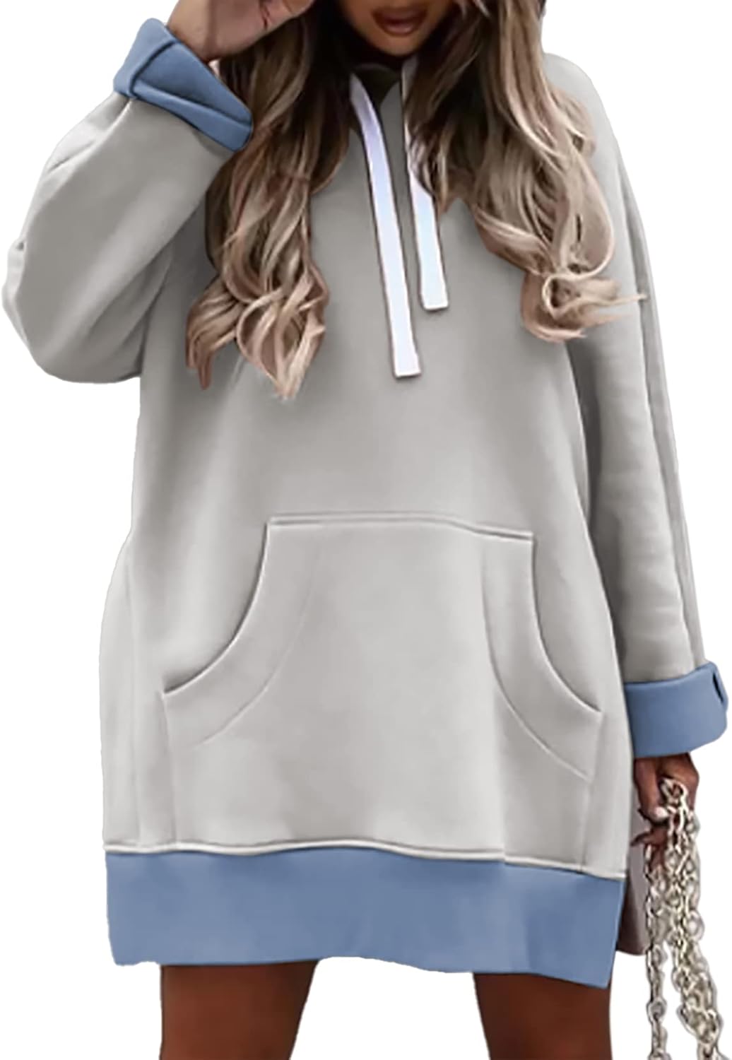 Women Oversized Hoodie Dress with Kangaroo Pocket for Fall