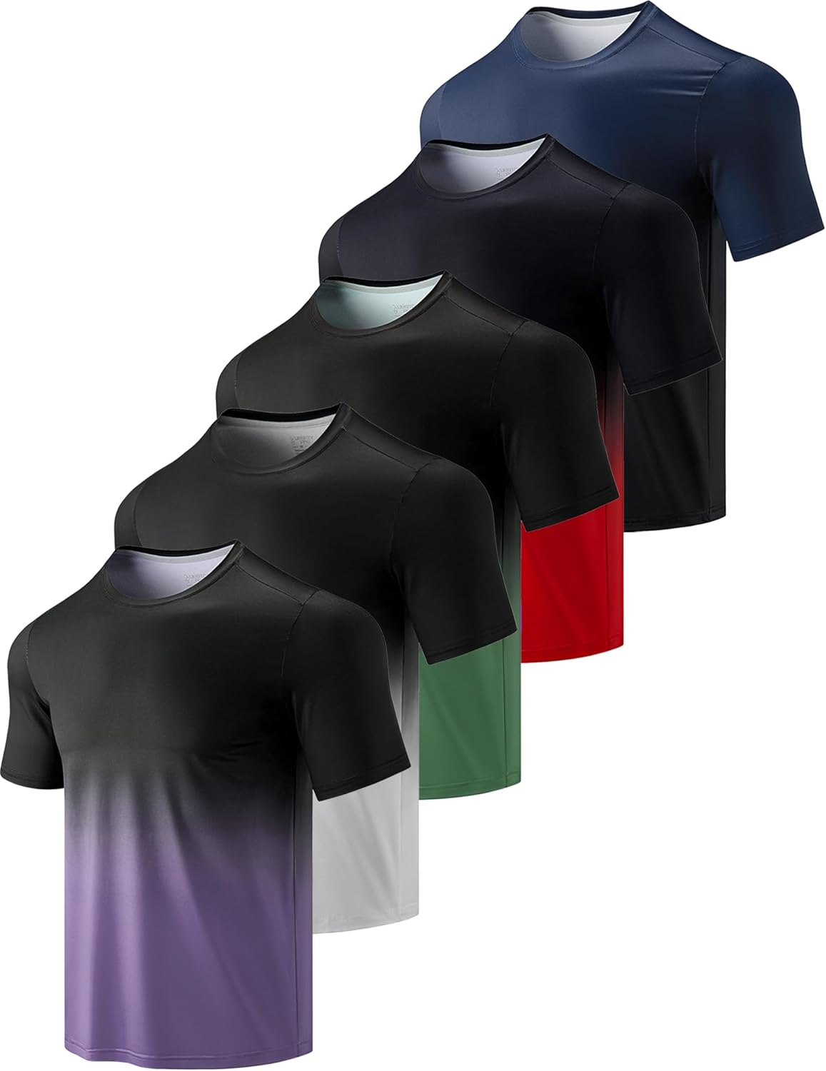 5 Pack Mens Active Quick Dry Crew Neck T Shirts for Workouts