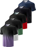 5 Pack Mens Active Quick Dry Crew Neck T Shirts for Gym - Bulk Set