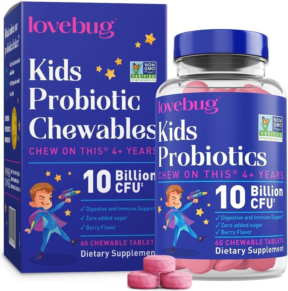 LOVEBUG Probiotics for Kids - Daily Digestive Support Chewables