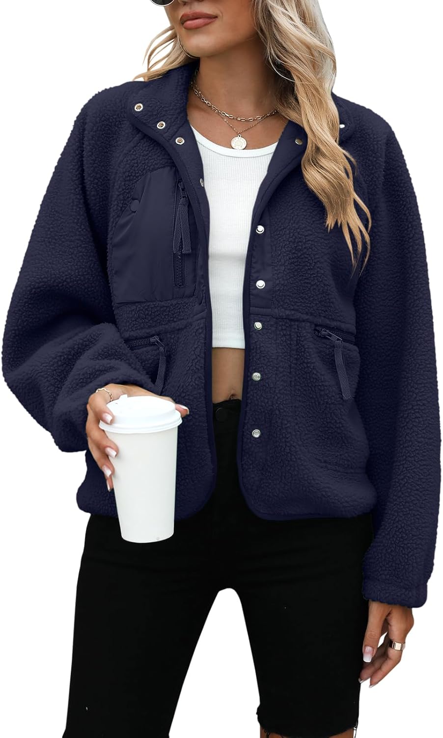 Yanekop Womens Fleece Jacket for Cozy Winter Style