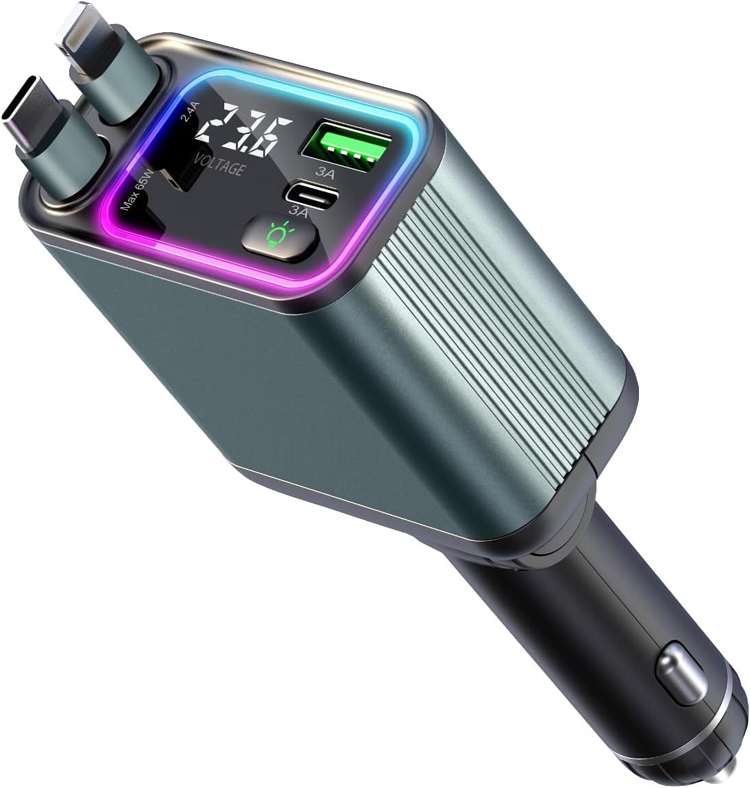 Fast Charge 4-in-1 Car Charger with RGB Light by Zreal