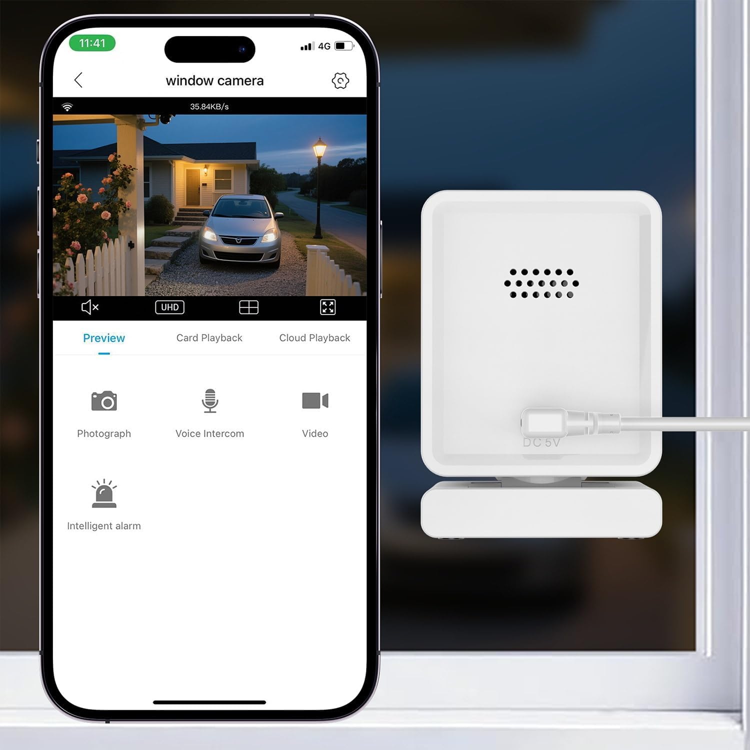 3MP 2K Indoor Window Camera for Home Security with Night Vision