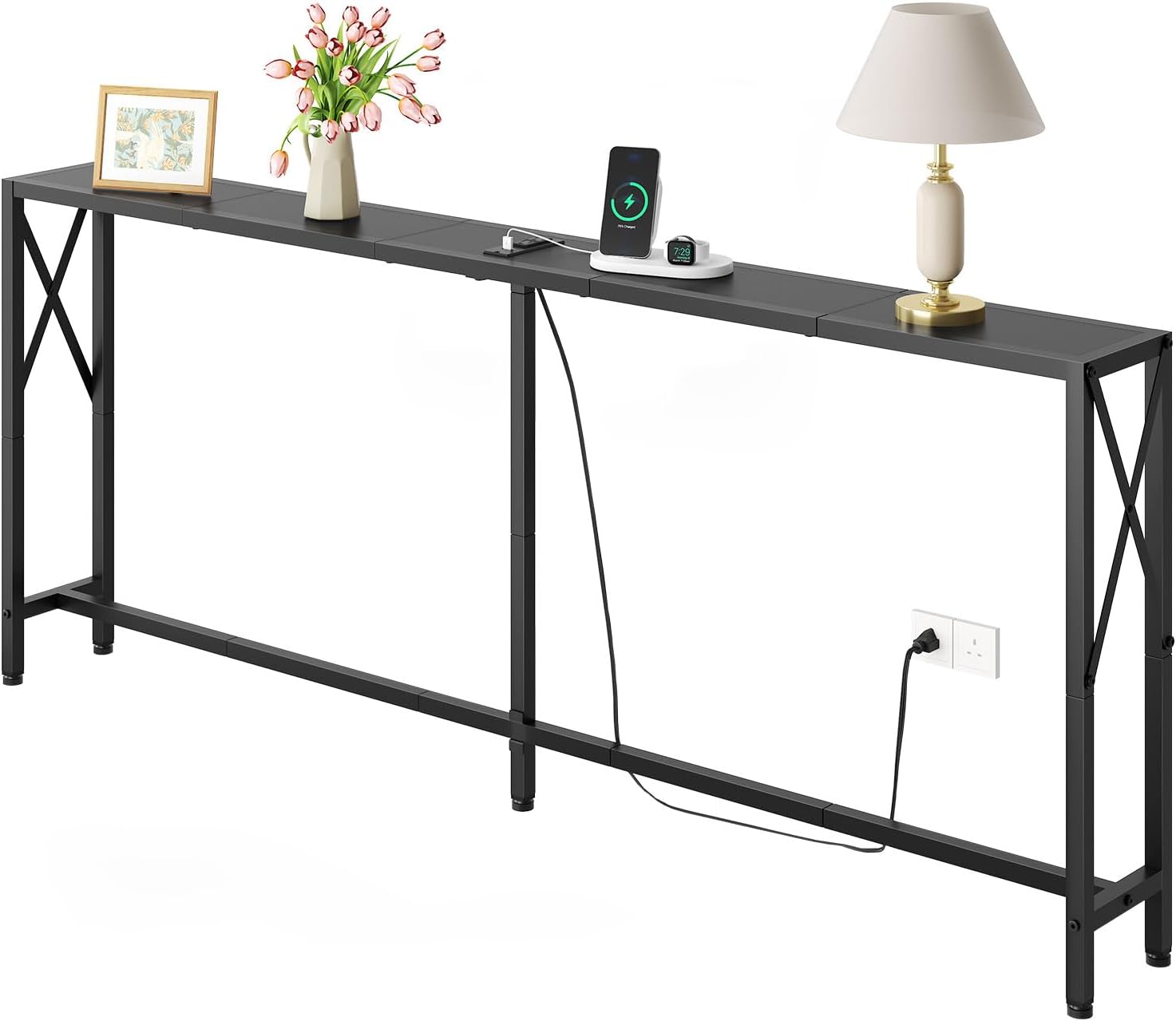 Narrow Console Table with Outlets & USB Ports for Any Space