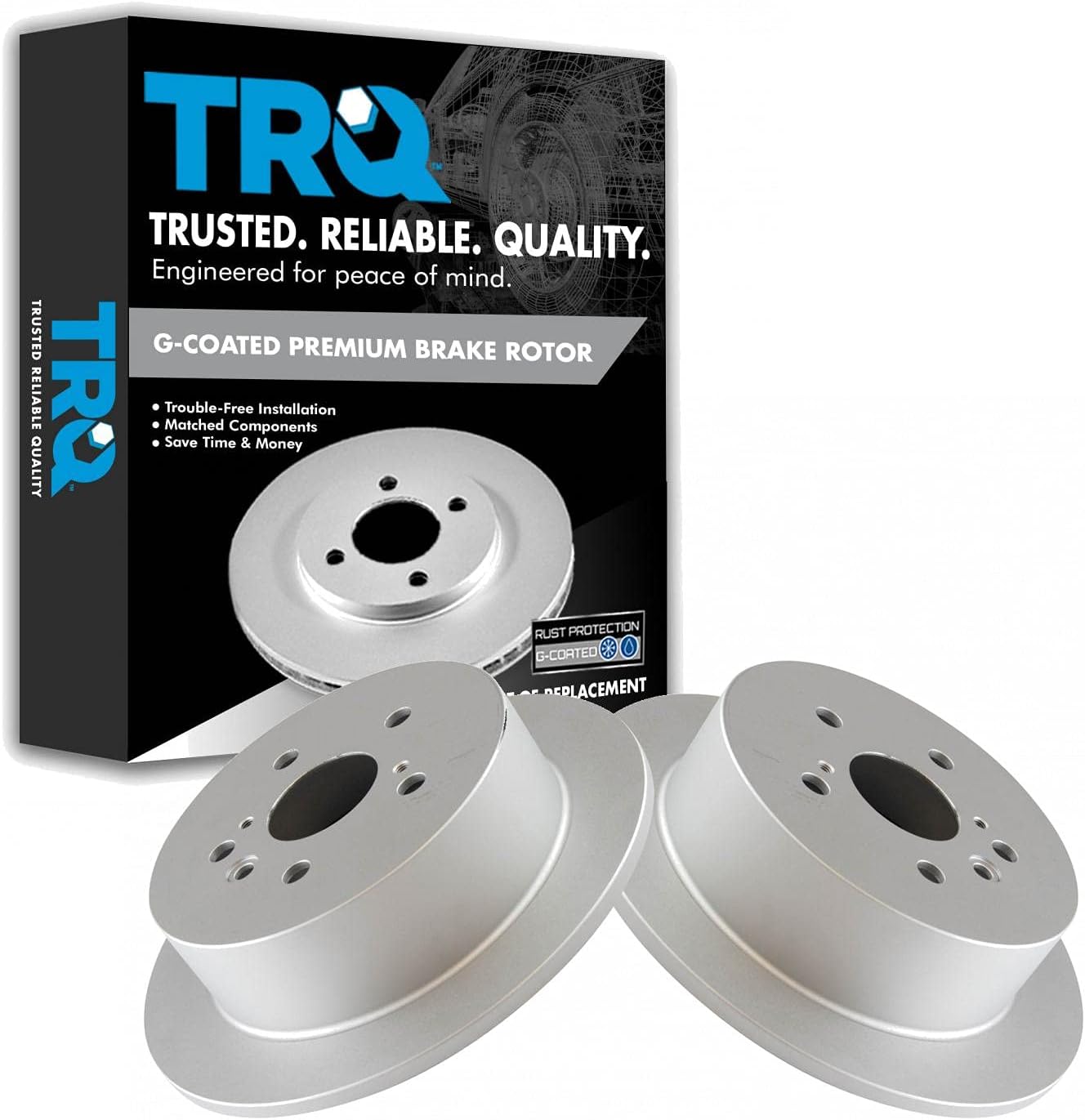 TRQ Rear Brake Rotors Set Solid Premium G-Coated for Lexus
