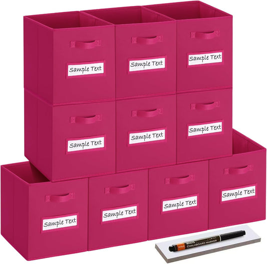 Sturdy 13 Inch Cube Storage Bins Set of 10 for Organizing