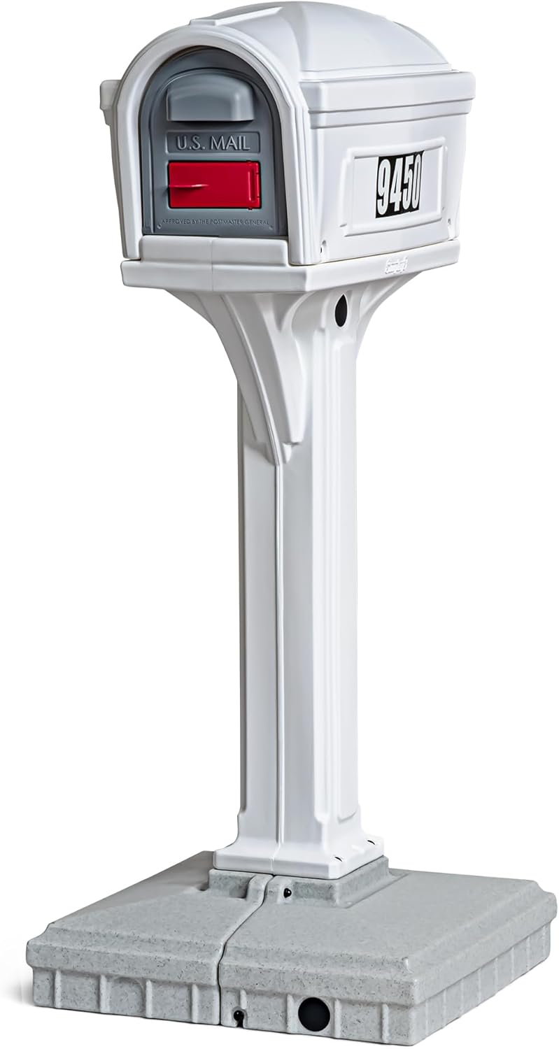 Premium Dig-Free Easy Up Classic Mailbox and Post in White