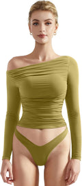 SUUKSESS Women Off Shoulder Long Sleeve Crop Top - Double Lined shirt