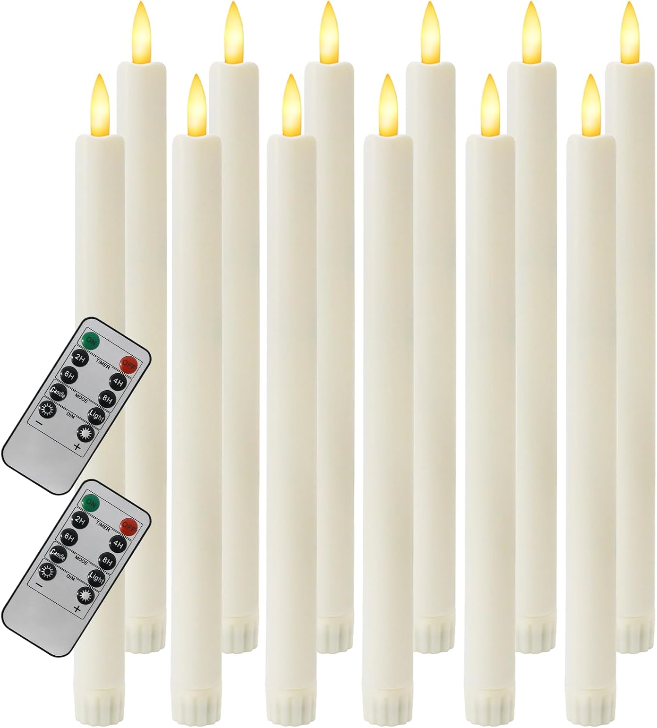 12PCS Flameless Taper Candles with 3D Flickering Flame