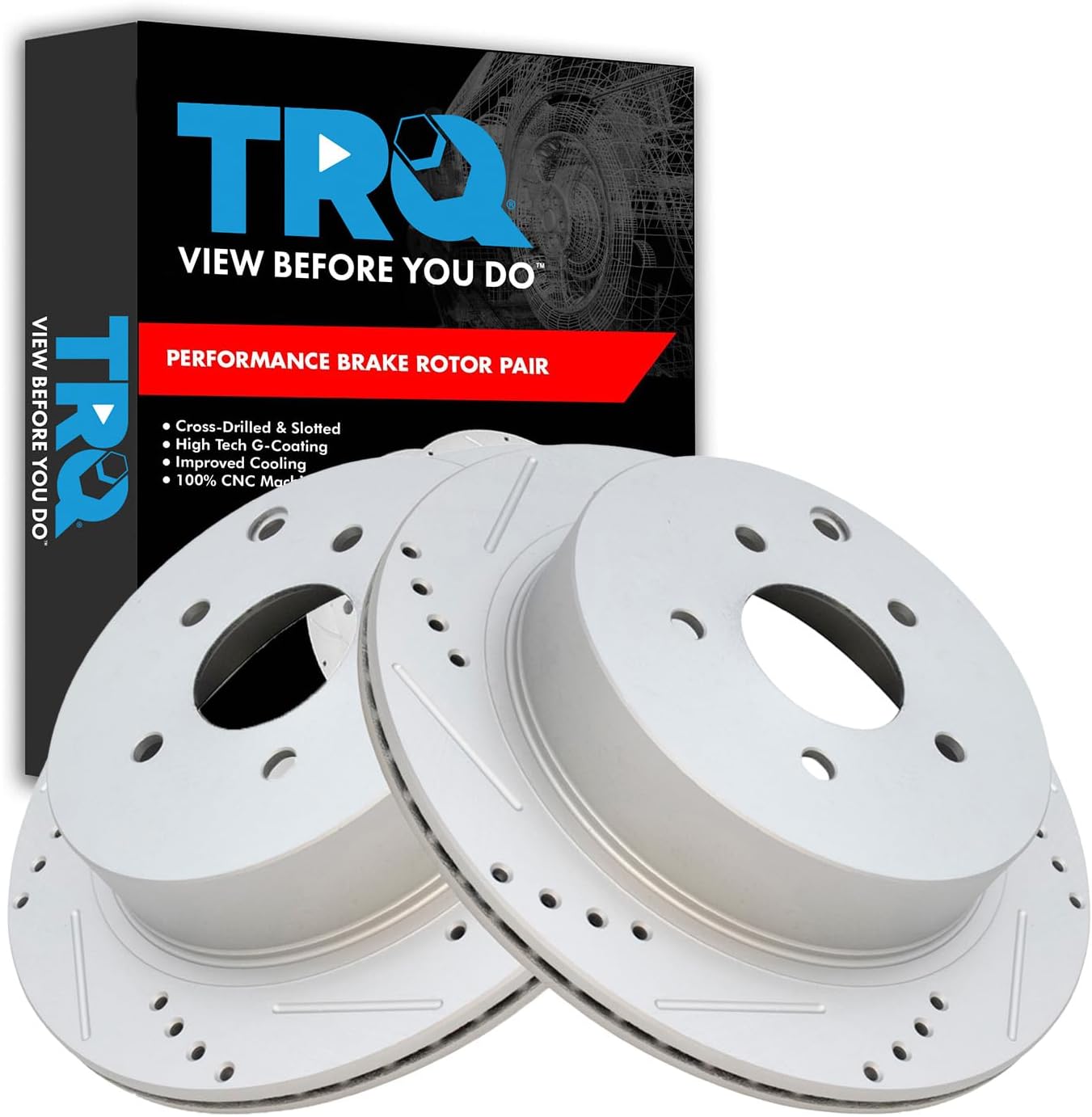 TRQ Rear Performance Brake Rotor Drilled Slotted Pair Set Review