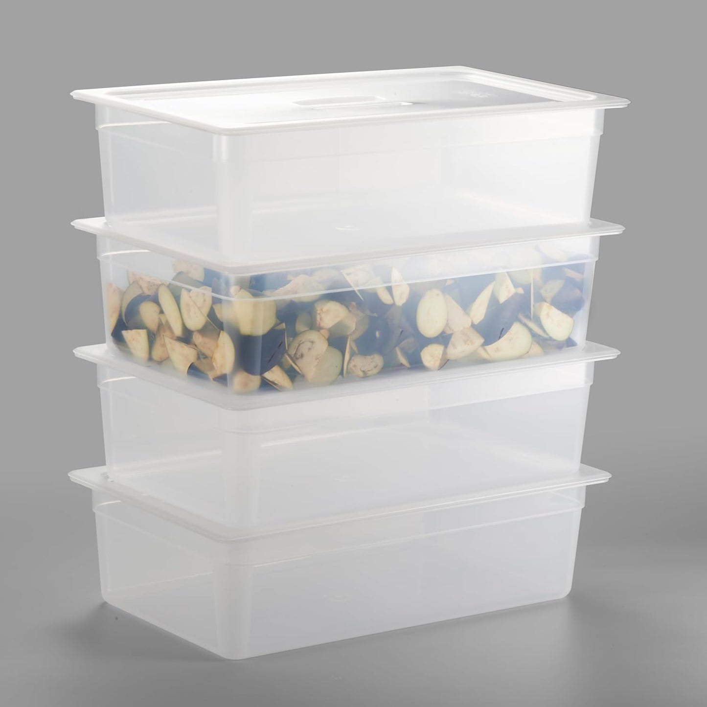 CURTA 4-Pack Full Size 6in Deep Food Pan with Handled Lid