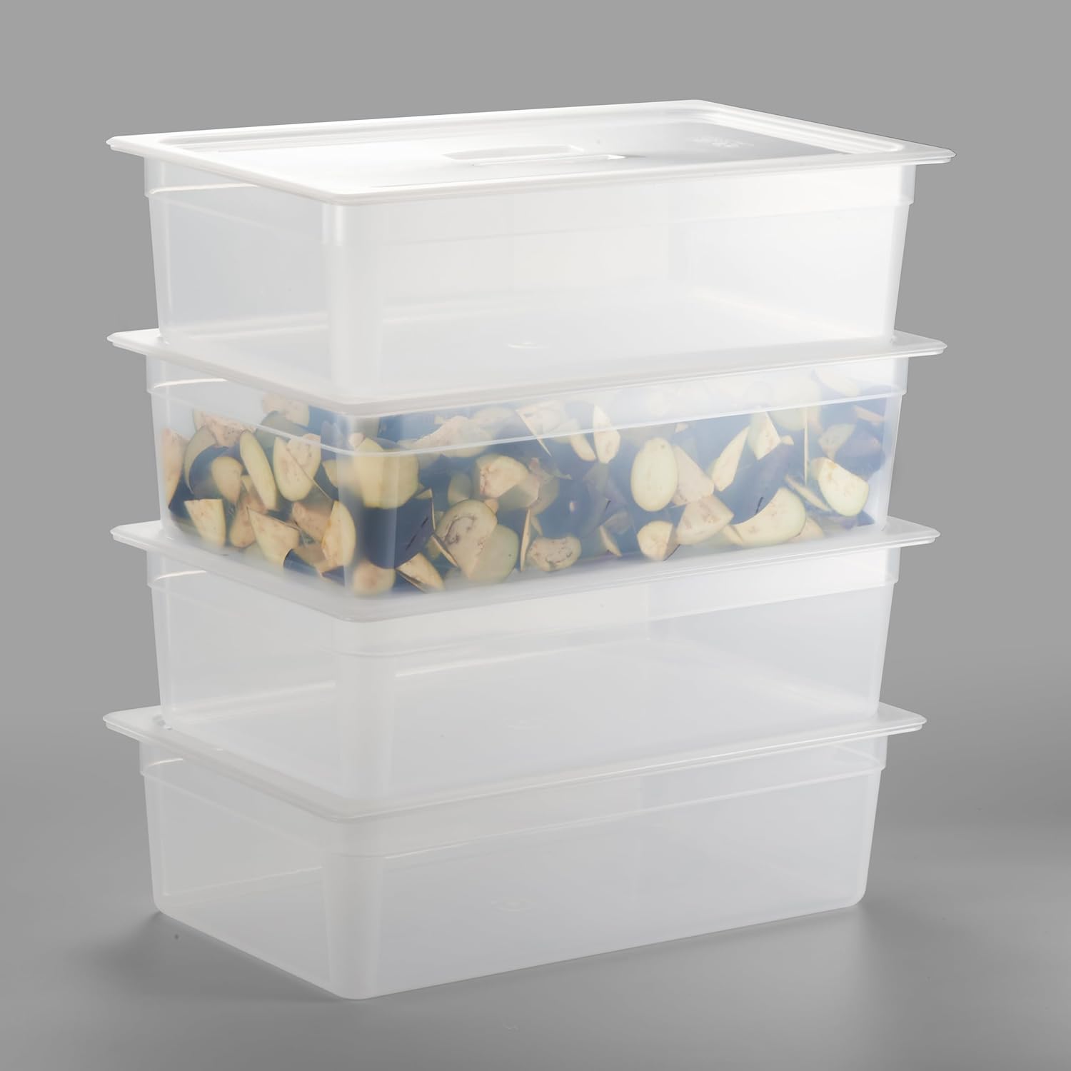 CURTA 4-Pack Full Size 6in Deep Food Pan with Handled Lid