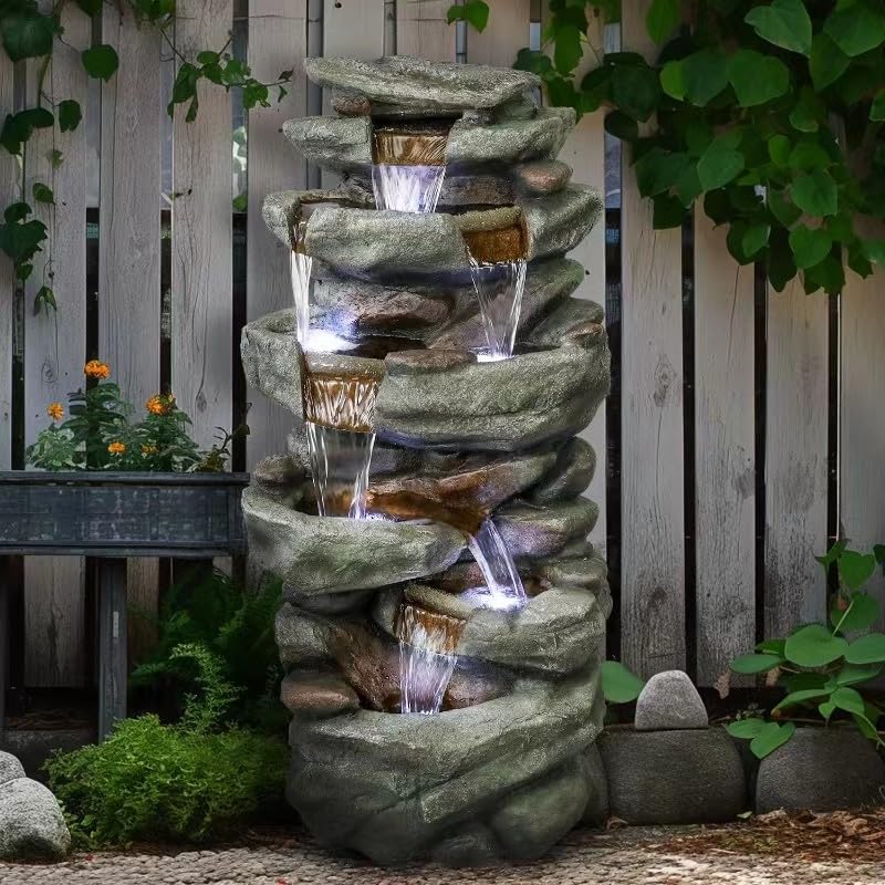 SunJet 40.5 High Rocks Outdoor Water Fountain - 6-Tiers Decor