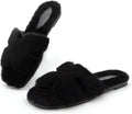 Athlefit Women's Fuzzy Slippers - Cozy Open Toe House Slides