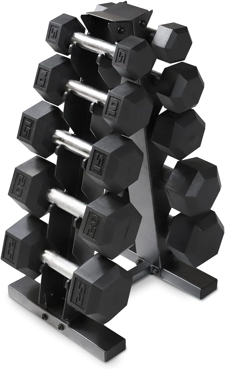 Rubber Coated Hex Dumbbell Set - Build Strength & Tone Muscles