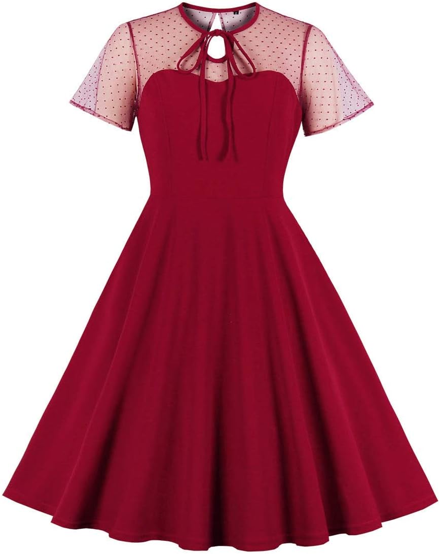 Women's Vintage Polka Dot 1950s Retro Rockabilly Prom Dress