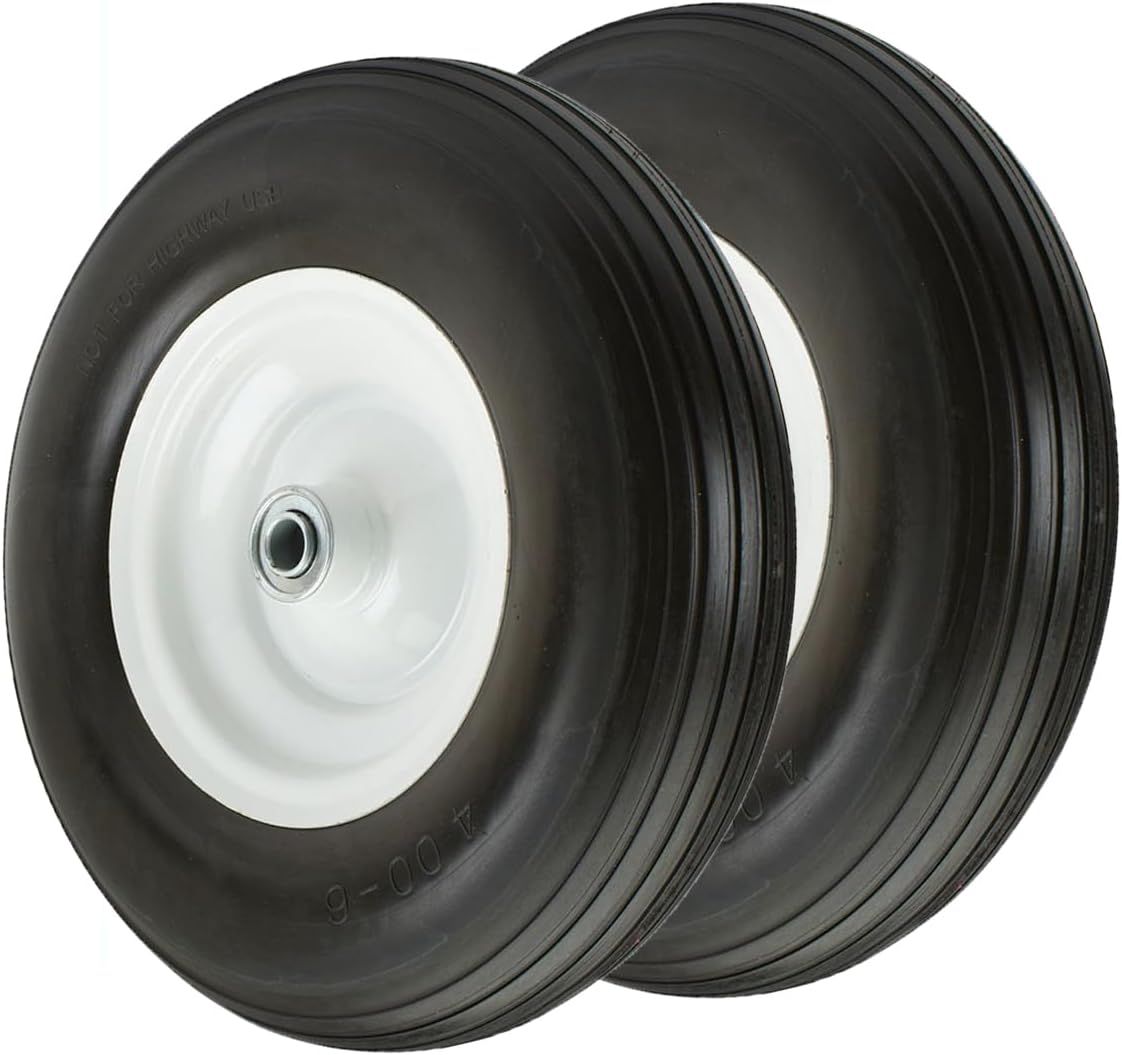 Flat Free 4.80/4.00-8 Tire and Wheel for Wheelbarrows and Trailers