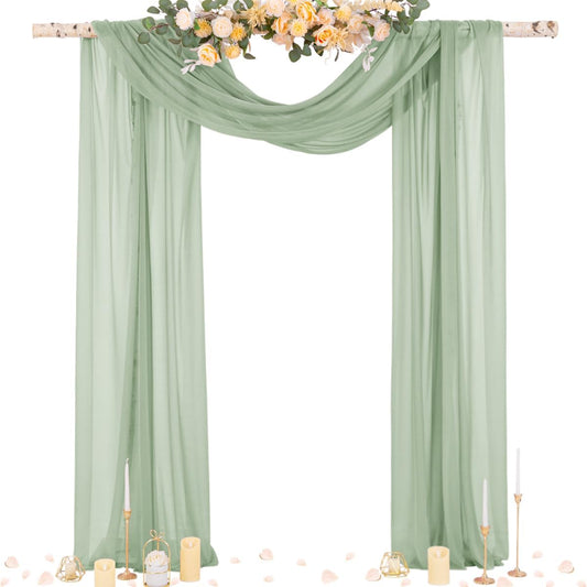 Socomi Sage Green Sheer Wedding Arch Draping Fabric for Events