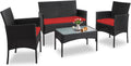 PROHIKER 4 Piece Outdoor Wicker Patio Conversation Set - Comfortable