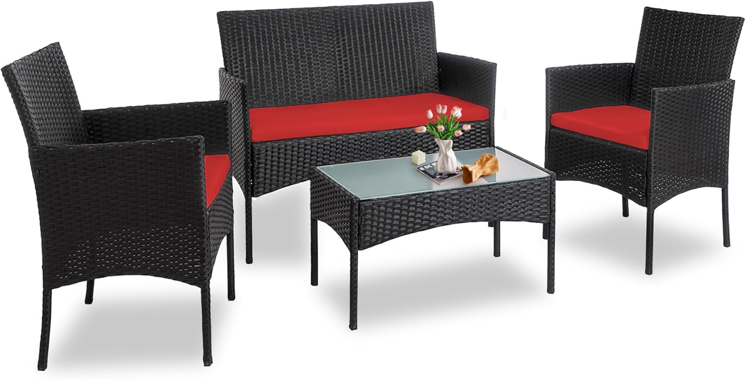 PROHIKER 4 Piece Outdoor Wicker Patio Conversation Set Review