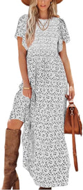 Women's Boho Floral Smocked Tiered Maxi Dress - Flattering Fit