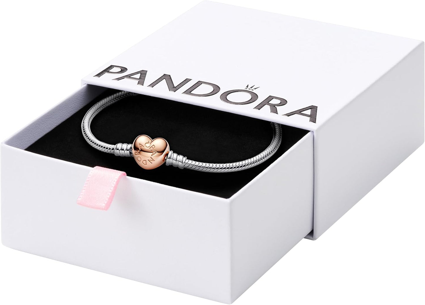 PANDORA Moments Heart Clasp Snake Chain Bracelet for Charms