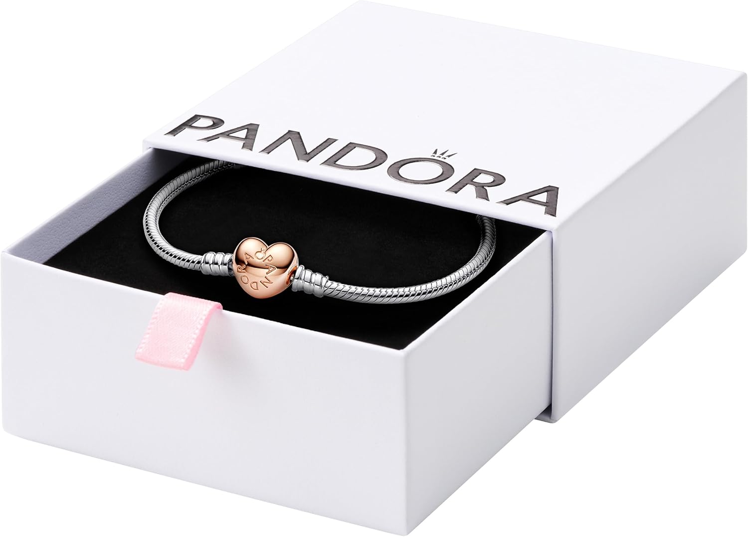 PANDORA Moments Heart Clasp Snake Chain Bracelet for Her Gift